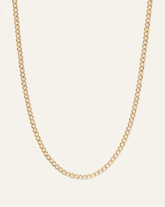 14K Gold Curb Chain Necklace - US 8002