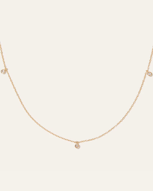White Sapphire Triple Bezel Drop Choker - US 0549