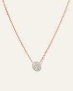 14K Gold Diamond Pave Disc Necklace - US 4498