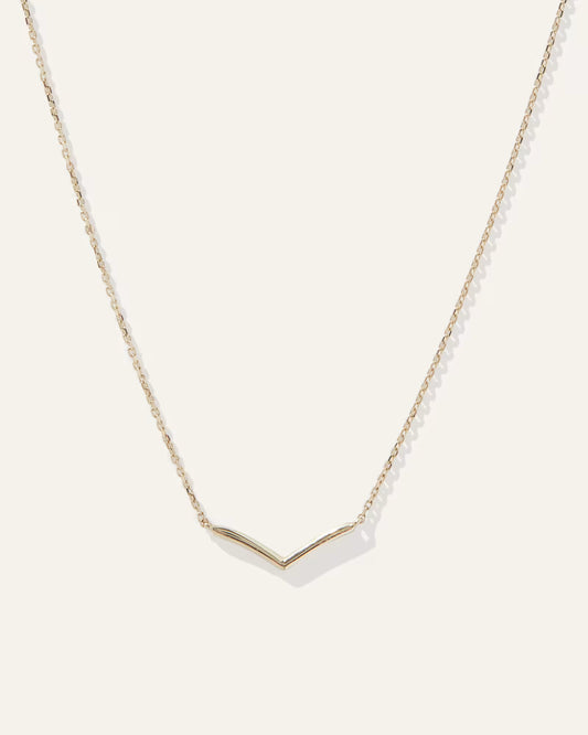 14K Gold Wishbone Necklace - US 6436