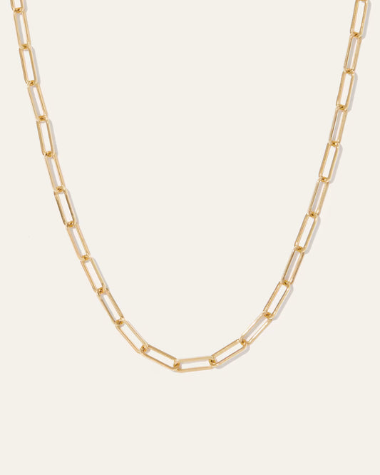 14k Gold Long Chain Link Necklace - US 0870
