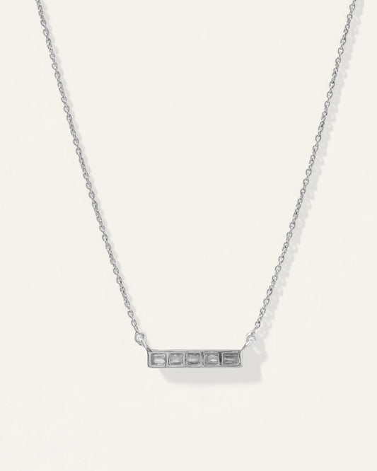 14K Gold Diamond Baguette Bar Necklace - US 2500