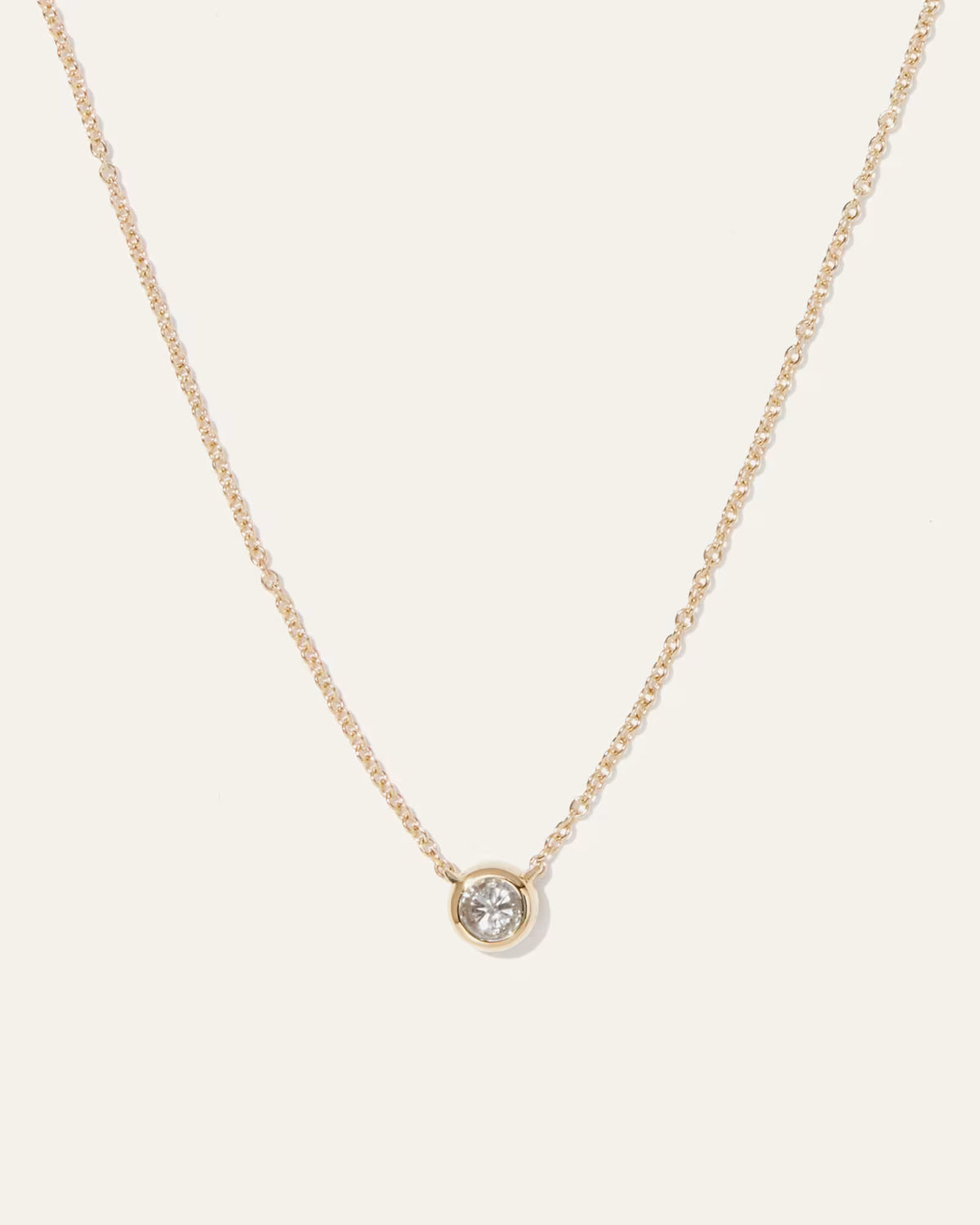14K Gold Diamond Bezel Necklace - US 2803