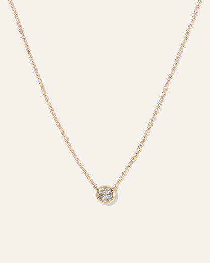 14K Gold Diamond Bezel Necklace - US 2803