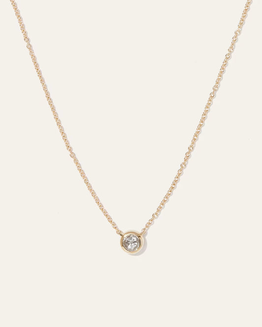 14K Gold Diamond Bezel Necklace - US 2803