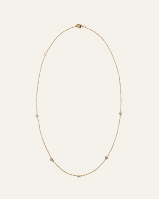 14K Gold Diamond Bezel Station Necklace - US 2898