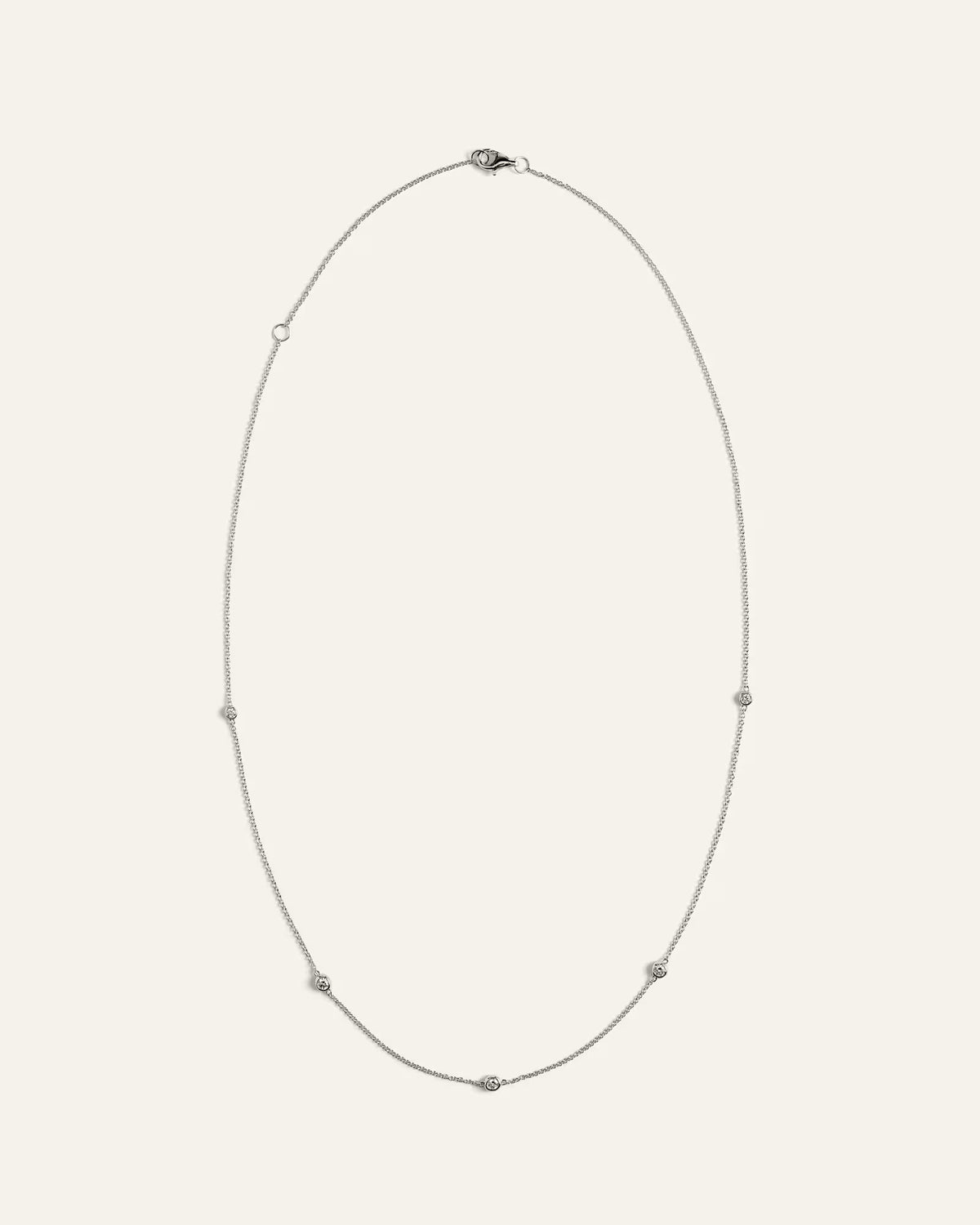 14K Gold Diamond Bezel Station Necklace - US 2962