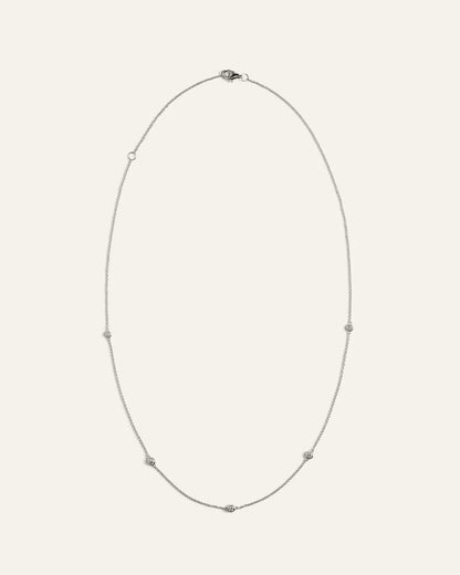 14K Gold Diamond Bezel Station Necklace - US 2962