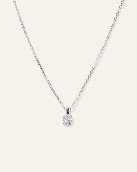 14k Gold Natural Diamond Solitaire Necklace - US 5225