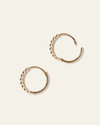 14K Gold Beaded Hoops - US 5283