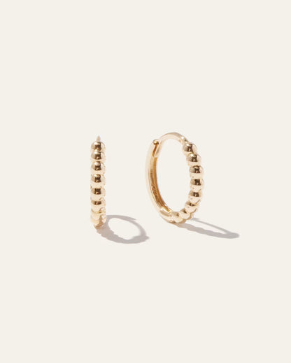 14K Gold Beaded Hoops - US 5283