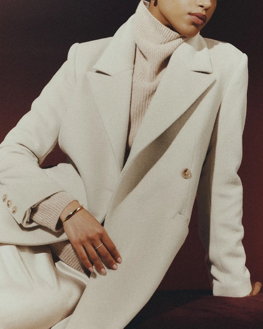 Wool Cashmere Tailored Long Coat - US 7630