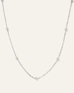 14K Gold Freshwater Cultured Pearl Station Necklace - US 2864