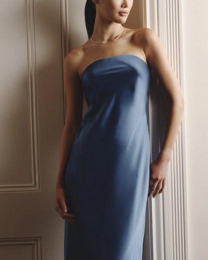 100% Washable Silk Strapless Midi Dress - US 0460