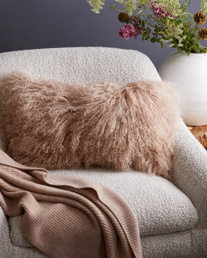 Luxe Mongolian Lamb Lumbar Pillow Cover - US 2628