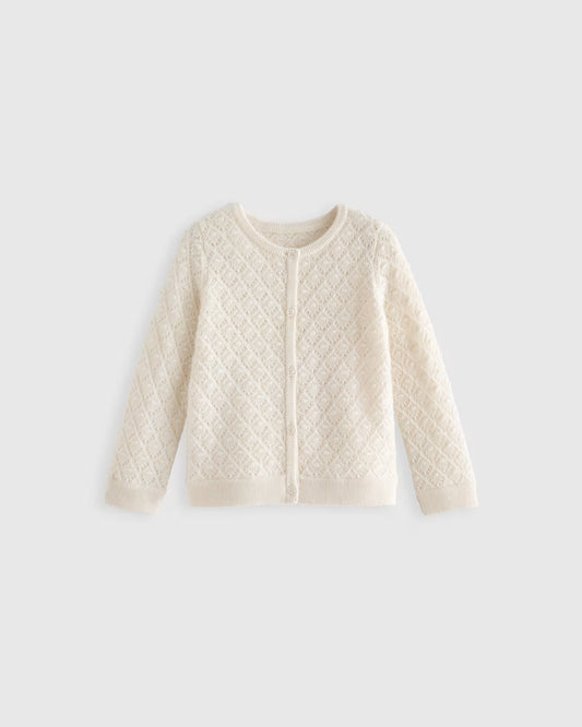 Washable Cashmere Pointelle Cardigan - US 6096