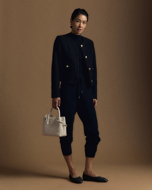 100% Merino Wool Collarless Cropped Jacket - US 4774