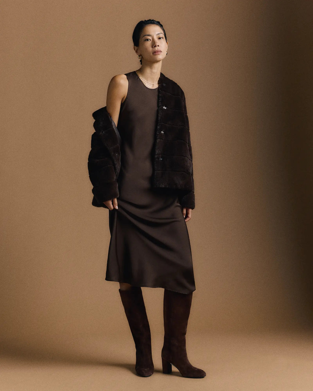 Hooded Faux Fur Jacket - US 5864