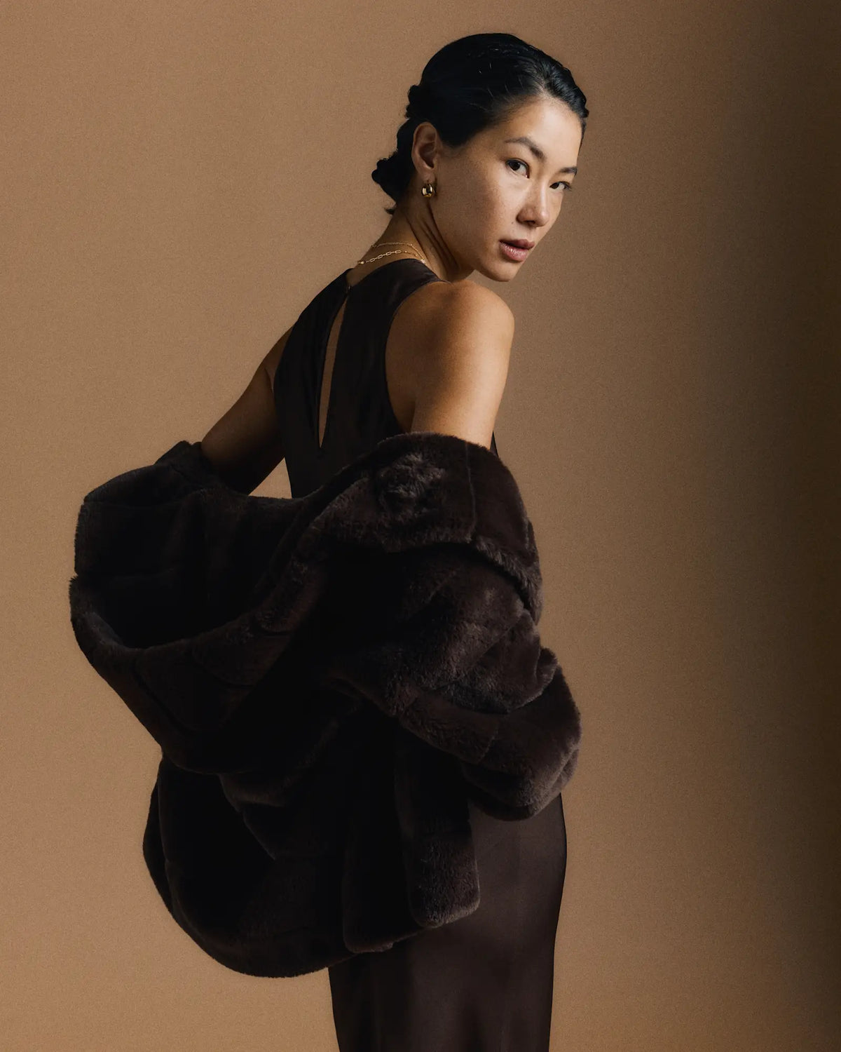 Hooded Faux Fur Jacket - US 5864