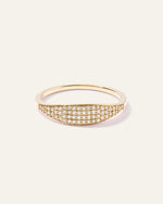 14k Gold Pave Slim Signet Ring - US 6927