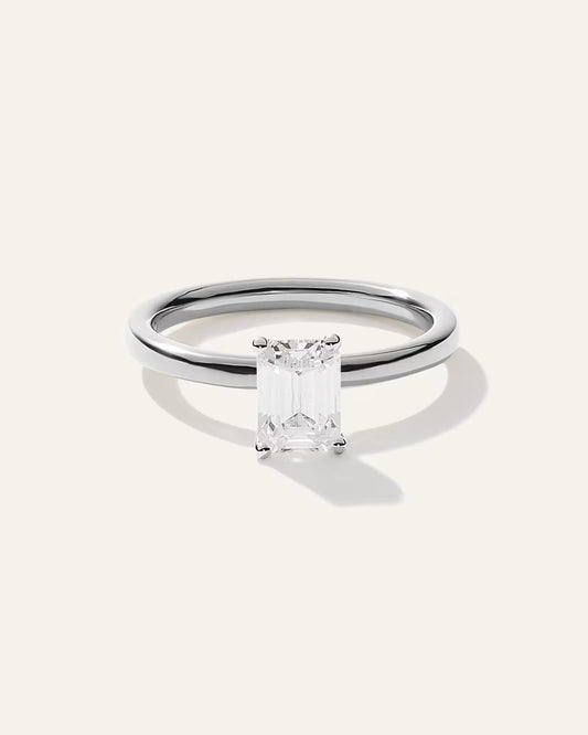 Lab Grown Diamond Emerald Comfort Fit Engagement Ring - 1ct - US 0222