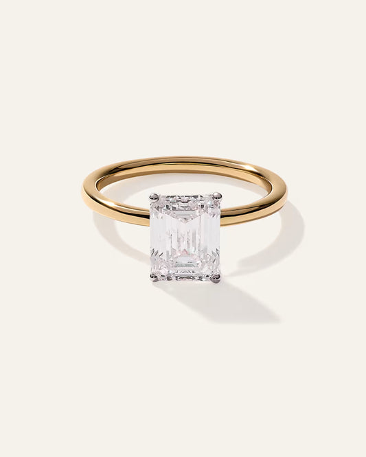 Lab Grown Diamond Emerald Comfort Fit Engagement Ring - 3ct - US 8482