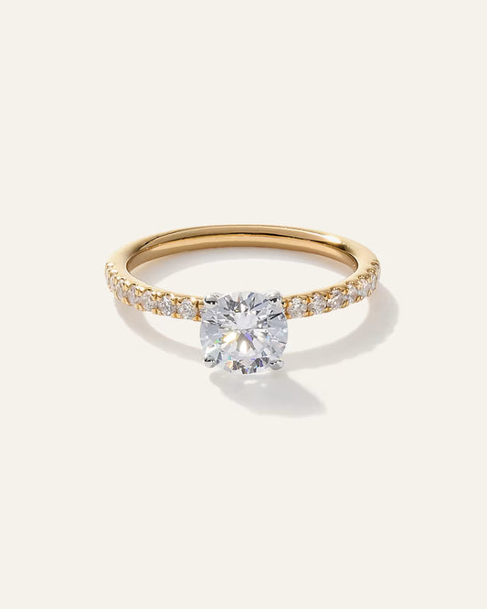 Lab Grown Diamond Round Petite Pave Engagement Ring - 1ct - US 1092