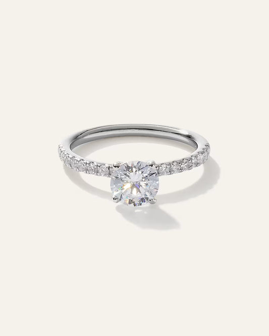 Lab Grown Diamond Round Petite Pave Engagement Ring - 1ct - US 5307