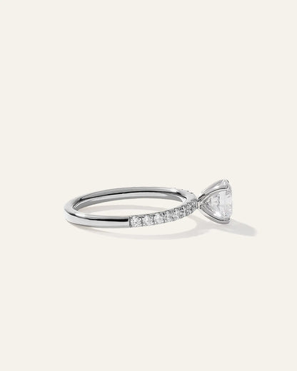 Lab Grown Diamond Round Petite Pave Engagement Ring - 1ct - US 5307