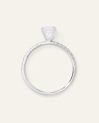 Lab Grown Diamond Round Petite Pave Engagement Ring - 1ct - US 5307