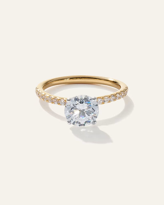 Lab Grown Diamond Round Petite Pave Engagement Ring - 1.50ct - US 0656