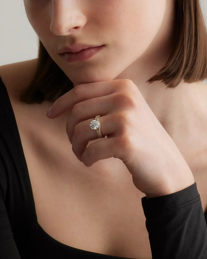 Lab Grown Diamond Round Petite Pave Engagement Ring - 2ct - US 9584