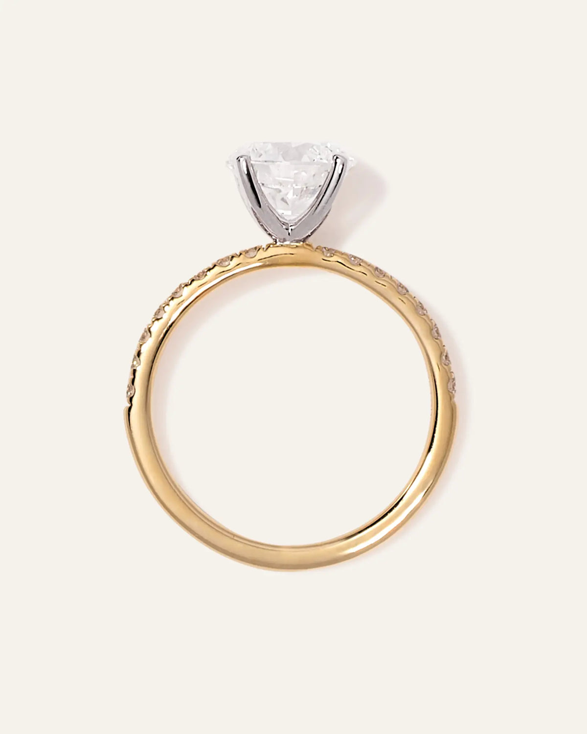 Lab Grown Diamond Round Petite Pave Engagement Ring - 2ct - US 9584