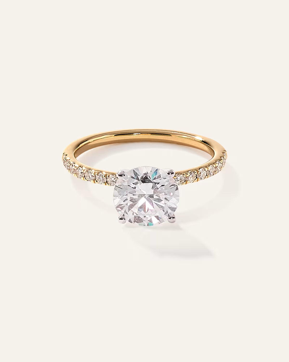 Lab Grown Diamond Round Petite Pave Engagement Ring - 2ct - US 9584