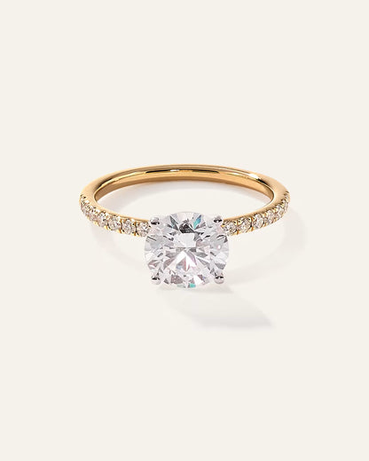 Lab Grown Diamond Round Petite Pave Engagement Ring - 2ct - US 9584