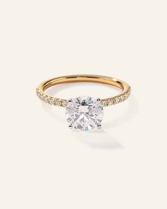 Lab Grown Diamond Round Petite Pave Engagement Ring - 2ct - US 9584