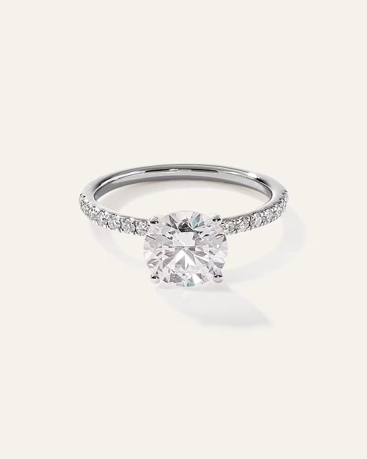 Lab Grown Diamond Round Petite Pave Engagement Ring - 2ct - US 8857
