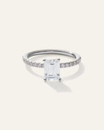 Lab Grown Diamond Emerald Petite Pave Engagement Ring - 1.50ct - US 1141