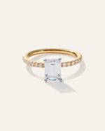 Lab Grown Diamond Emerald Petite Pave Engagement Ring - 2ct - US 7240