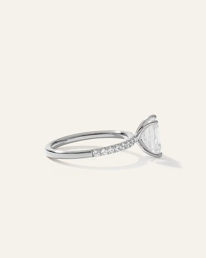 Lab Grown Diamond Emerald Petite Pave Engagement Ring - 2ct - US 8494