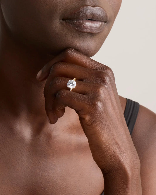 Lab Grown Diamond Round Petite Pave Engagement Ring - 3ct - US 1947