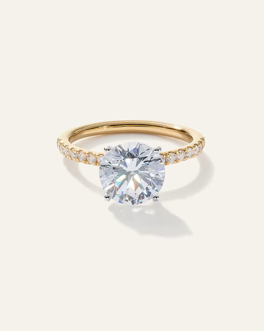 Lab Grown Diamond Round Petite Pave Engagement Ring - 3ct - US 1947