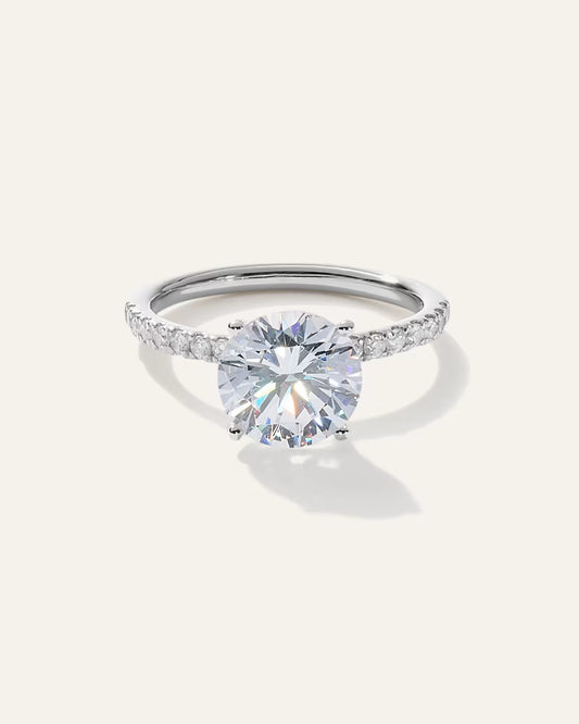 Lab Grown Diamond Round Petite Pave Engagement Ring - 3ct - US 8840