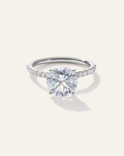 Lab Grown Diamond Round Petite Pave Engagement Ring - 3ct - US 9626