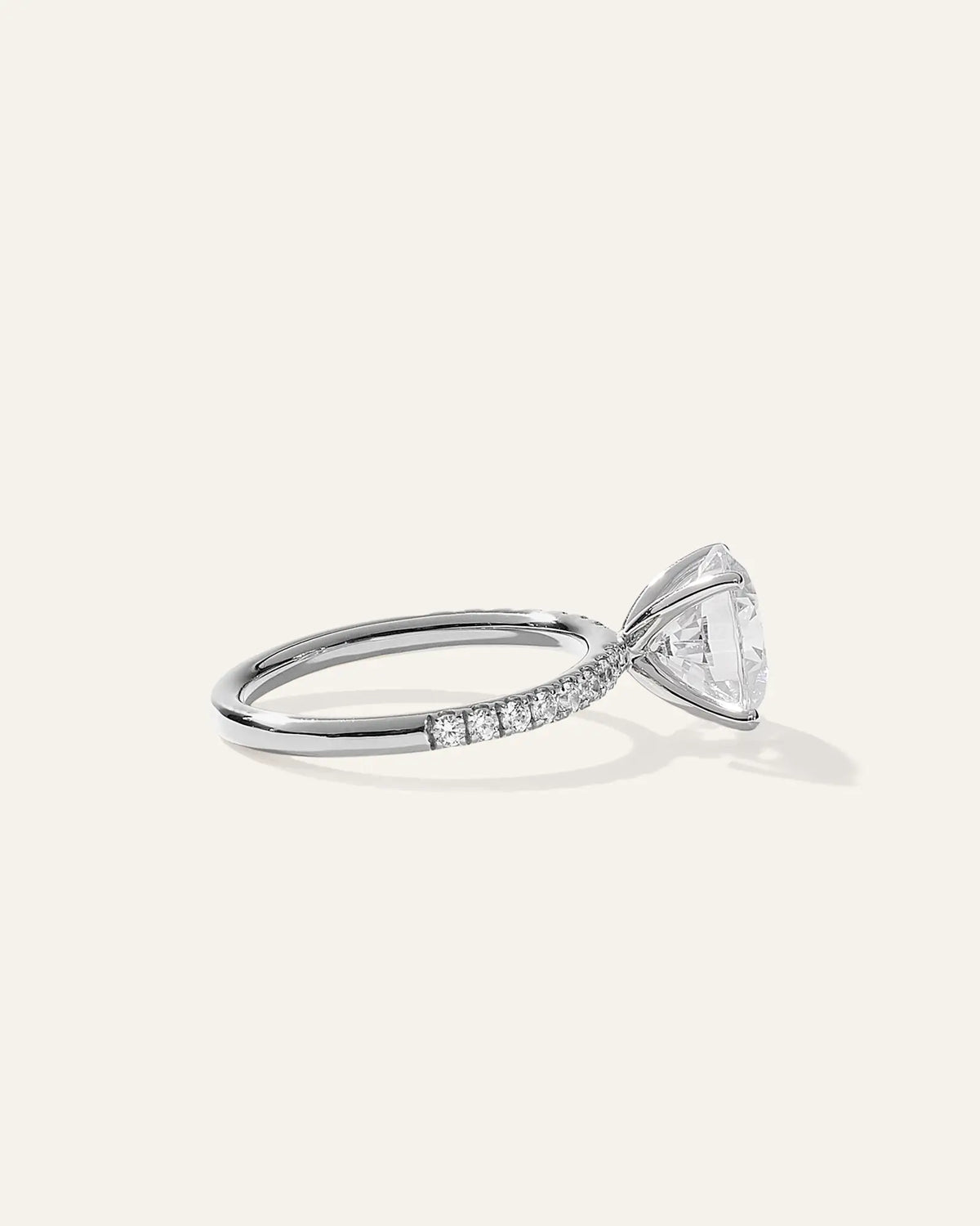 Lab Grown Diamond Round Petite Pave Engagement Ring - 3ct - US 9626