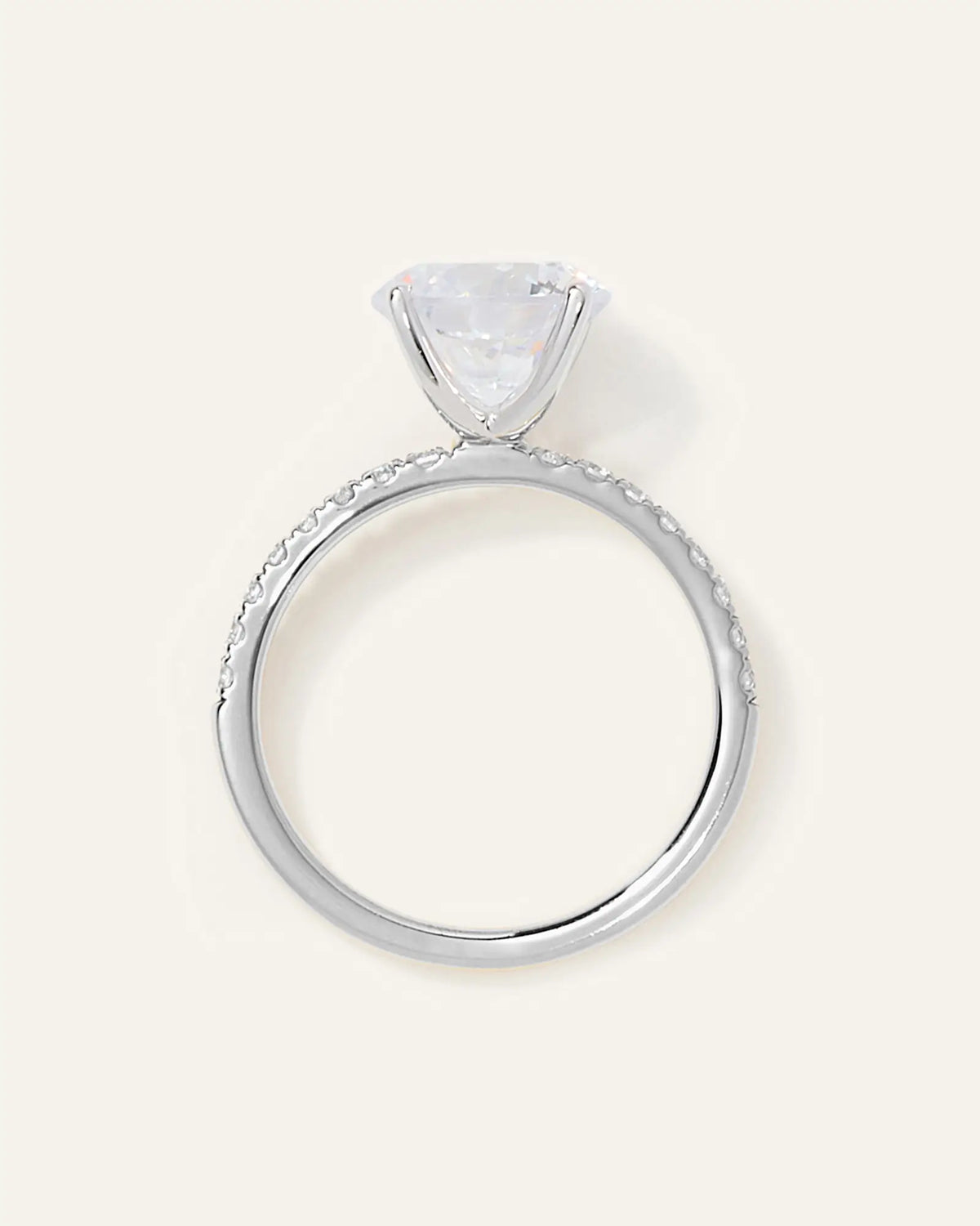 Lab Grown Diamond Round Petite Pave Engagement Ring - 3ct - US 9626