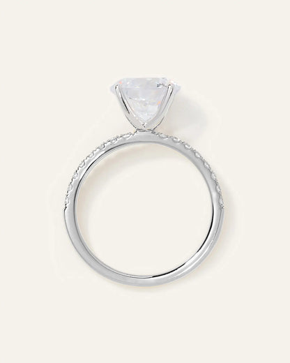 Lab Grown Diamond Round Petite Pave Engagement Ring - 3ct - US 9626