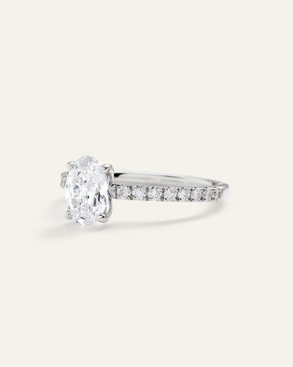 Lab Grown Diamond Oval Petite Pave Engagement Ring - 1ct - US 6224