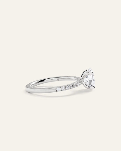 Lab Grown Diamond Oval Petite Pave Engagement Ring - 1ct - US 6224