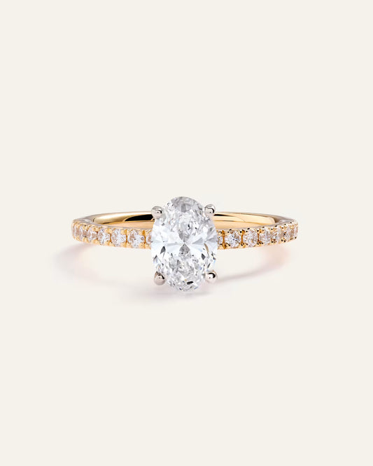 Lab Grown Diamond Oval Petite Pave Engagement Ring - 1ct - US 2897